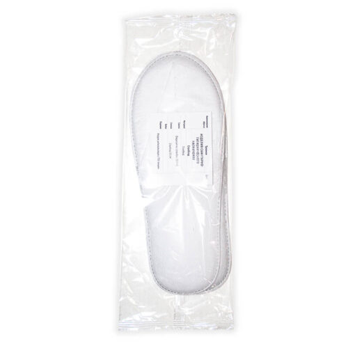 Каждая пара одноразовых тапочек из спанбонда упакована в индивидуальную упаковку